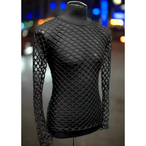 MEN'S LONG SLEEVE T-SHIRT - BIG HOLE FISHNET
