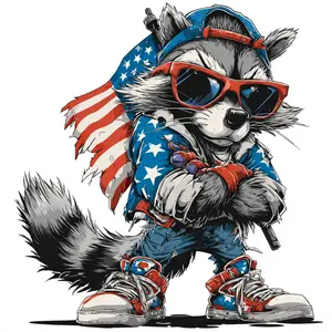 Cool Patriotic Raccoon Car Sticker and Rockin’ Raccoon Car Sticker – Funny Animal Decal, Cute Vinyl for Cars, Trucks, Laptops, Windows, Waterproof Weatherproof Outdoor Sticker, Rock Hand Sign Cartoon Auto Decor