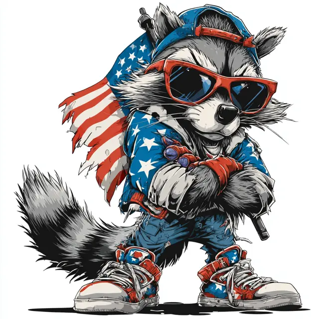 Cool Patriotic Raccoon Car Sticker and Rockin’ Raccoon Car Sticker – Funny Animal Decal, Cute Vinyl for Cars, Trucks, Laptops, Windows, Waterproof Weatherproof Outdoor Sticker, Rock Hand Sign Cartoon Auto Decor