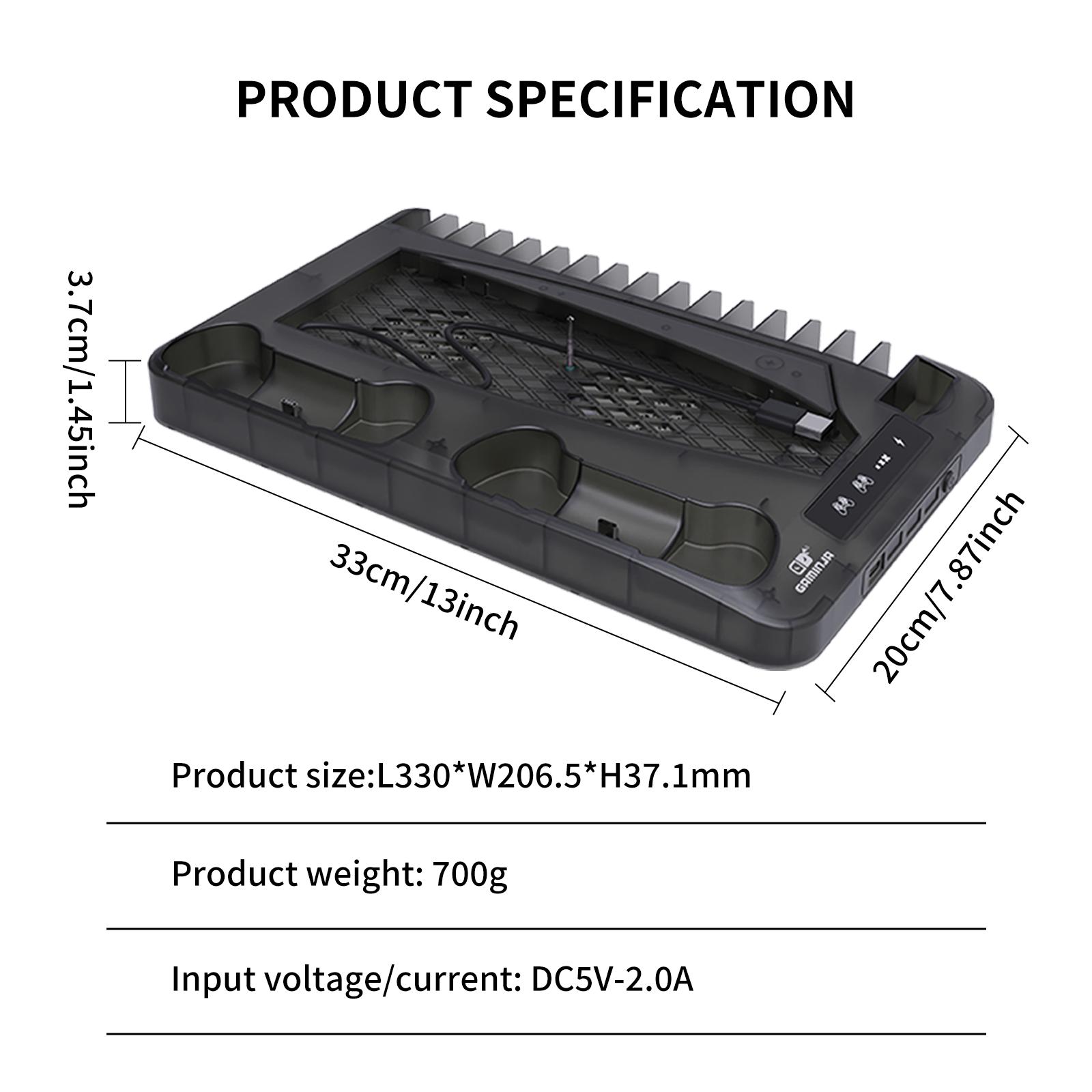 DIgit hub P58 Charging Base Cooling Bracket Compatible With PS5 Console, Vertical Stand Cooling Fan, Multi-functional Cooling & Charging Station for PS5 Slim Pro All Model Universal Gaming Pad Stomp Pad