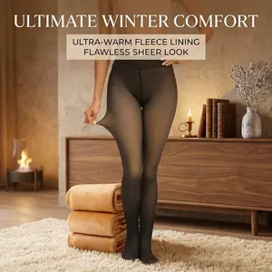 Women's Fleece Lined Tights - Fake Sheer Warm Pantyhose Thick Winter Leggings Comfortable Thermal Opaque Stretchable Cold Weather Base Layer for Casual Daily Wear and Outdoor Activities