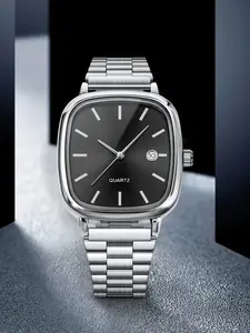 Men's Quartz Watch with Steel Band, Fashionable & Minimalist Design, Square Dial, Luxury Style Inspired by Designer Brands