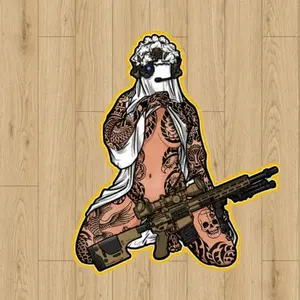 Tactical Sheet Ghost Operator Sticker - Tattooed Pin Up Art Decal, Military Sniper Rifle Gear, Funny Gamer Gift, Waterproof Vinyl