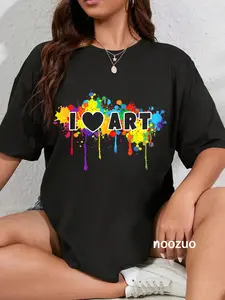 100% Cotton I Love Art T-Shirt Funny Colorful Painter Tee Gifts Teacher T-Shirt