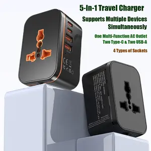 Universal 4 Port Fast Charging Portable Travel Adapter, Super Fast Charge (pd20w+qc18w), Global Plug Adapter for Uk Eu Us Au, 800w/1920w