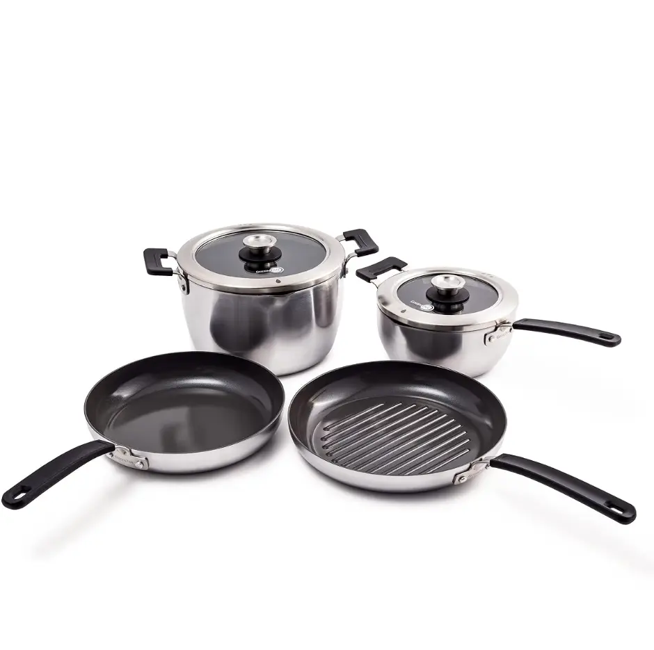 GreenPan Levels 6-Piece Stackable Stainless Steel Ceramic Nonstick Cookware Set