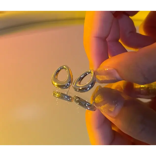 Golden Glow, Molten Flow: Teardrop Stud Earrings (Gold-Plated Brass)