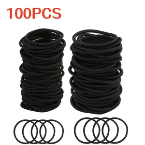 100Pcs Black Hair Ties for Thick & Curly Hair, No-Crease Elastic Ponytail Holders for Daily Life, Party, Gym, Vacation