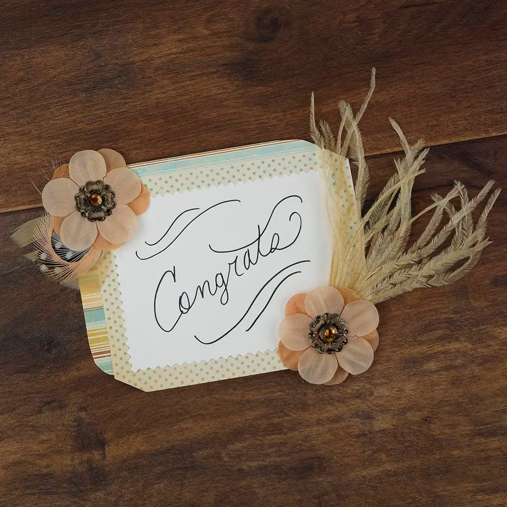 Flower Stickers w/Feathers 2 pcs -