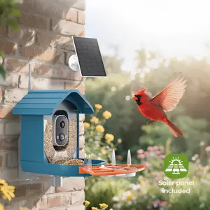 Smart Bird Feeder with Camera Solar Powered for Outdoors, 2K HD Video, AI Bird Species Identification, Instant Arrival Alerts, Weatherproof Design for Effortless Birdwatching, Best Gift for BirdLovers camara