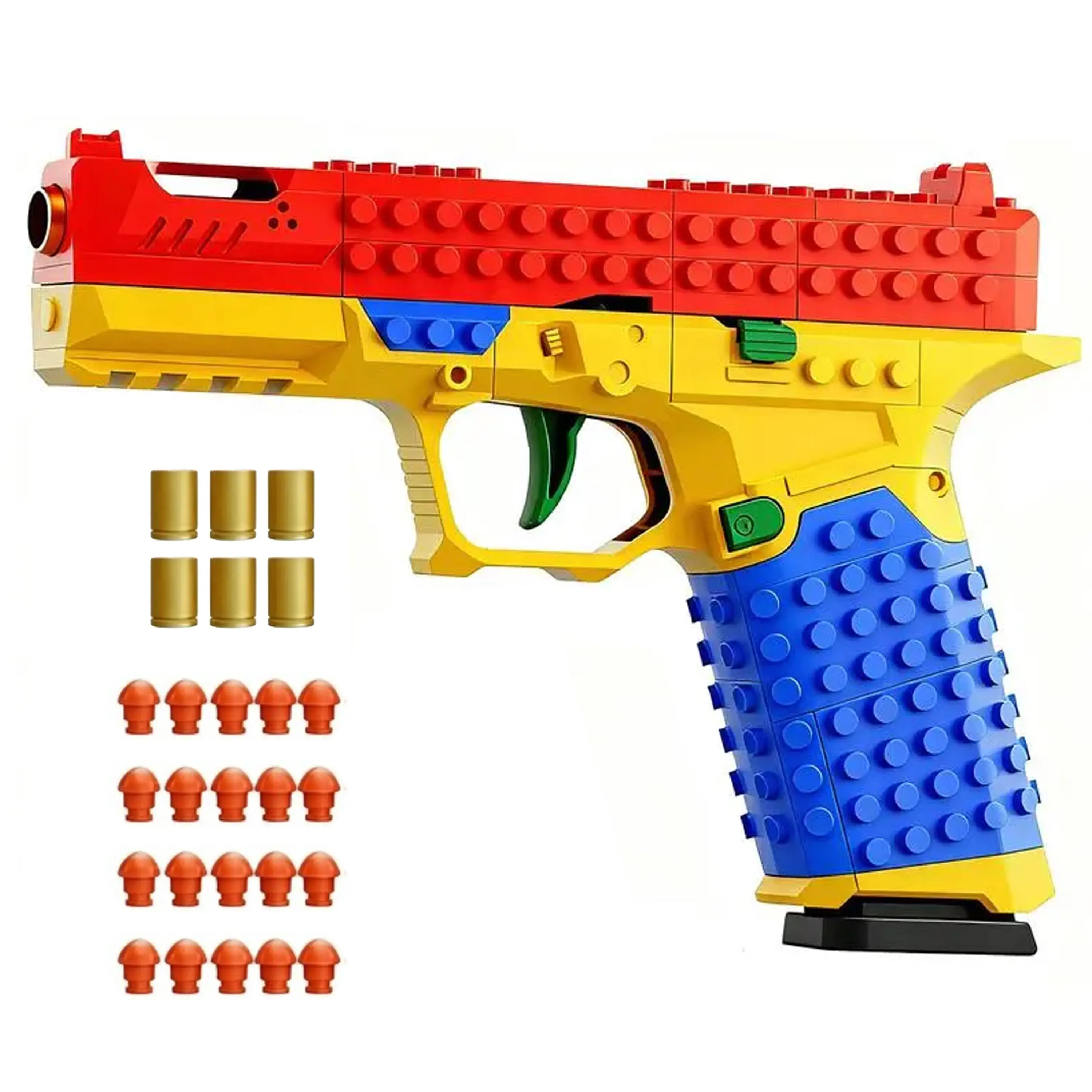 DIY toy gun Pixel-style building block toy gun for kids, detachable, shootable, comes with bullets, fun for parties Blasters Colorful tiktokshopbacktoschool