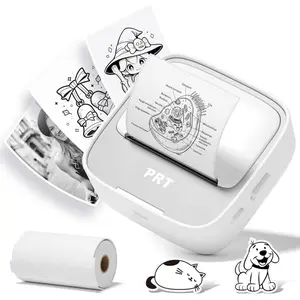 Mini Sticker Printer, Portable Thermal Printer With 1 Roll Sticker Paper, Inkless Sticker Maker, Bluetooth Label Printer For Study Notes, Lists, Pictures, DIY Creations, Small Printers For Home Use