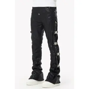 Guapi Obsidian Black Buckle Leather Pants