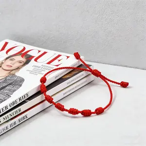 7 Knots Red Thread Bracelet for Protection Handmade Evil Eye Good Luck Buddhist String Adjustable Cord for Women Men Girls Boys