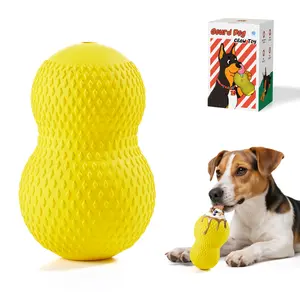 Potaroma Natural Rubber Dog Chew Toy, Freezable Treat Dispensing Toy with Irregular Bounce, Teething Chew Toy for Medium Large Breed Aggressive Chewers, 5 Inches