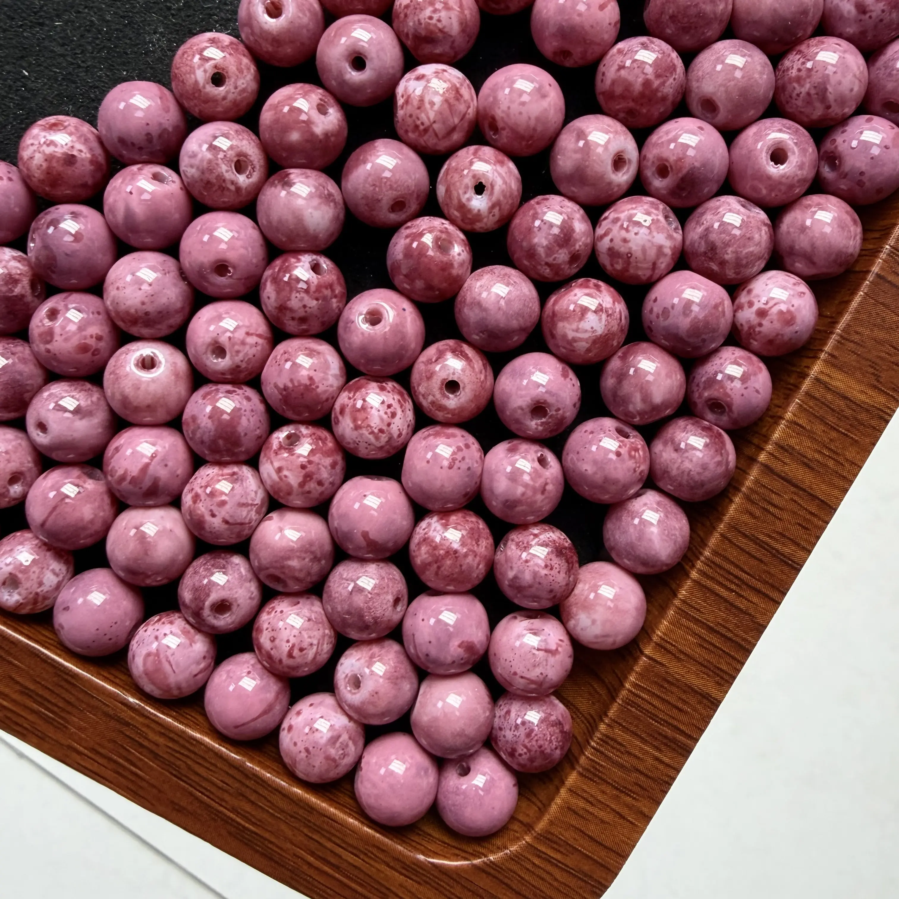 【DIY18】8mm Rose Red Glass Bead 50ml