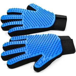 Pet Grooming Gloves - Dog Deshedding Glove - Efficient Cat Glove Brush- Pet Hair Remover Mitt Glove with Enhanced Five Finger Design for Dog & Cat - 1 Pair