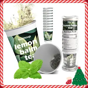 Lemon Balm Tea in Cup 10 Cups, Organic Beverage, Dry Tea Leaf at The Bottom, Convenient Cups to Go with Tea for Home, Party, Travel, Camping & Office tea  bag mullein leaf