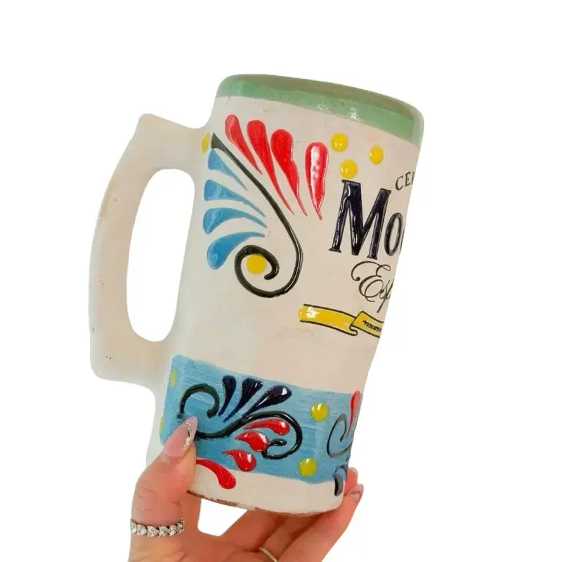 Handmade Mexican Beer Tarro Mug – Inspired Tall Ceramic Mug, Rustic Barro Clay Beer Stein, Father’s Day Gift Reusable Drinkware Cup Washable