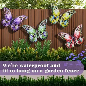 4pcs Creative Metal Large Butterfly Wall Decor, Waterproof Rust-Resistant, Garden Decoration, Mother's Day Gift, Animal Lovers' Gift