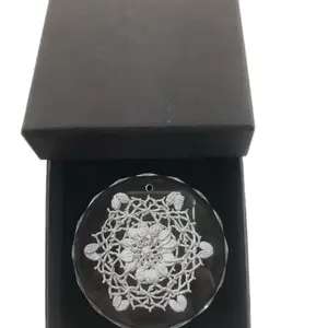 Crystal Lace Snowflake Ornament - High-Resolution Koklyushki Design on Premium Glass - Perfect for Christmas Décor & Gifting