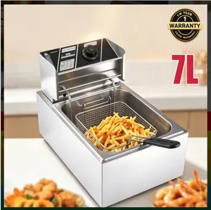 SOKANY SK-10129 Deep Fryer, 7L Stainless Steel Electric Fryer with Basket, 2000W Adjustable Temperature Control (50-200°C) for Home & Commercial Use