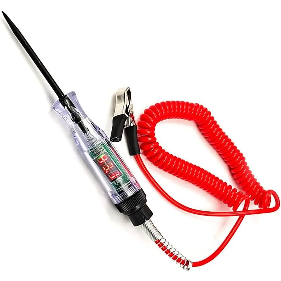 Heavy Duty Automotive Digital LED Circuit Tester - 3-70V Universal Vehicle Diagnostic Tool, Stainless Steel Voltage & Continuity Checker, 110in Retractable Wire, ABS Plastic Automotive Battery Relay Tester
