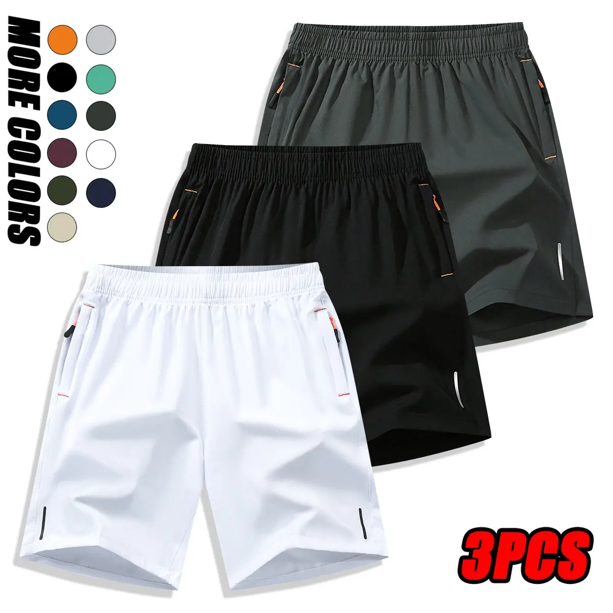 Plain Men’s Shorts Set, Breathable Solid‑Color Casual Athletic Shorts With Dual Zipper Pockets, Tropical Beige, Ideal Gift for Boyfriend & Friends, Perfect for Fishing, Outdoor Vacations, Back‑to‑School & First‑Day‑of‑School Outfits
