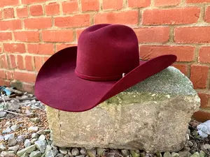 Serratelli Mesa Burgundy Cattleman Crease Pure Wool Cowboy Hat