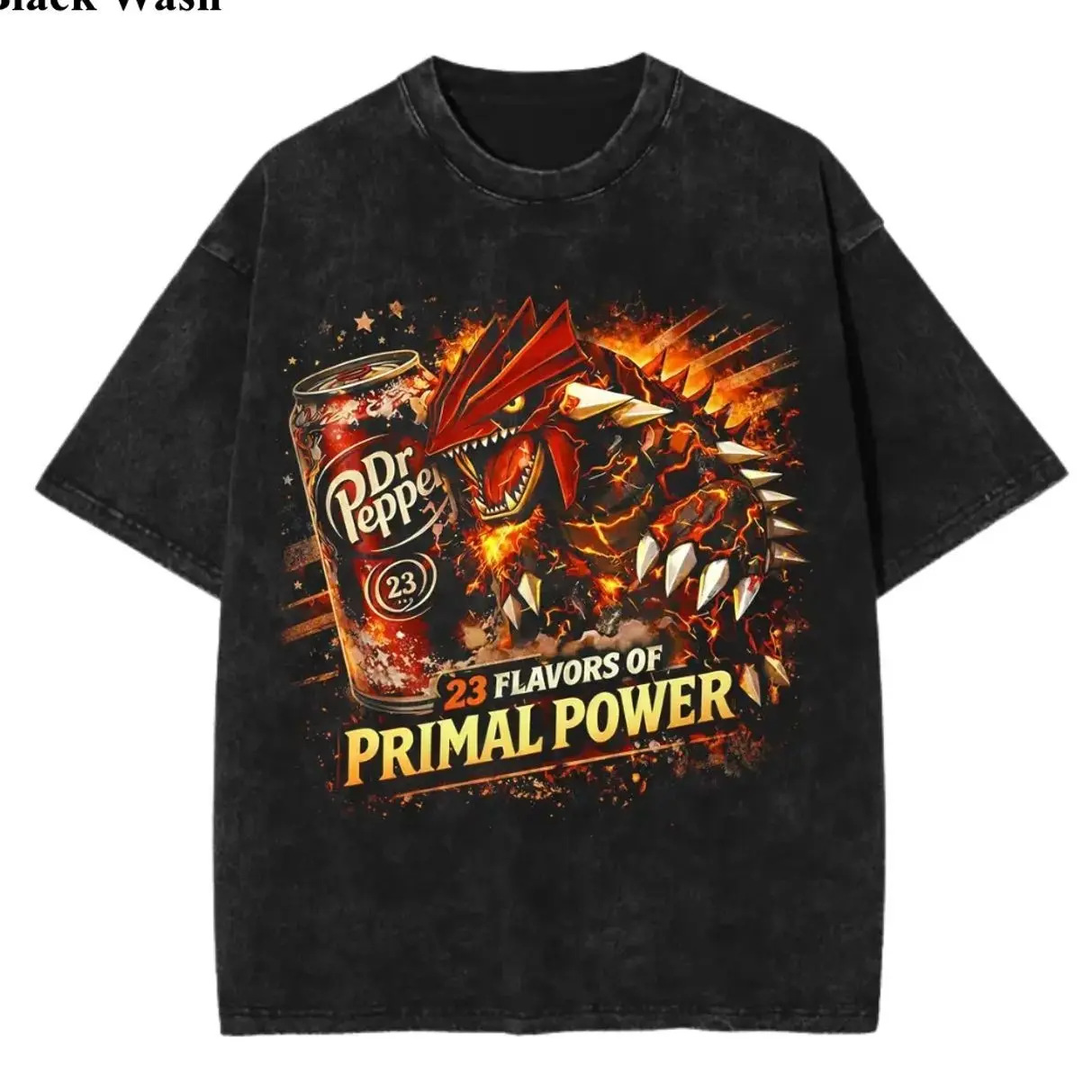 Vintage Groudon x Dr Soda Wash Tee, Pocket Monster x Energy Soda Graphic Tees, Pocket Monster T-Shirt, Unisex Anime Shirt, PKM Gift, Gym Workout Shirt, Menswear Womenswear Streetwear Top Fit Oversize