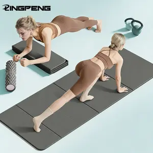 Foldable Yoga Mat, Bounce Shock Absorption, Easy Clean, Comfortable Non-Slip, Dual-Sided Design, Size 61cmx183cm, Portable Storage