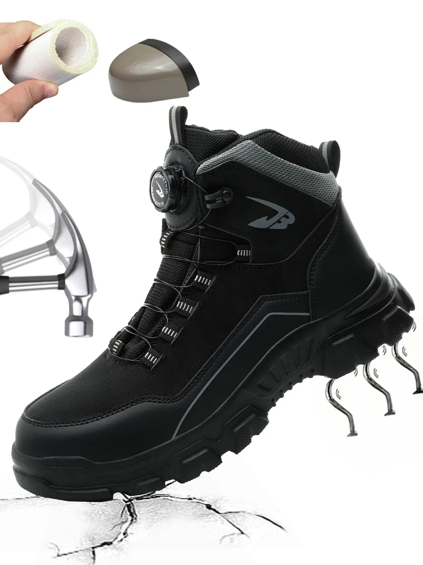 Men's Safety Shoes, Lightweight Comfortable Work Shoes, Protective Work Shoes, Work Safety Footwear, Steel Toe Cap Anti-impact & Anti-puncture Shoes, Fashionable Shoes for Daily Wear, Boy