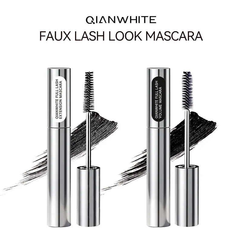 QIANWHITE Lash Extensions Mascara - Fluffy, Waterproof, Long-Lasting, Lengthening, Volumizing Makeup Mascara with Comb for Dramatic Fake Lash Look, Fits All Eye Shapes
