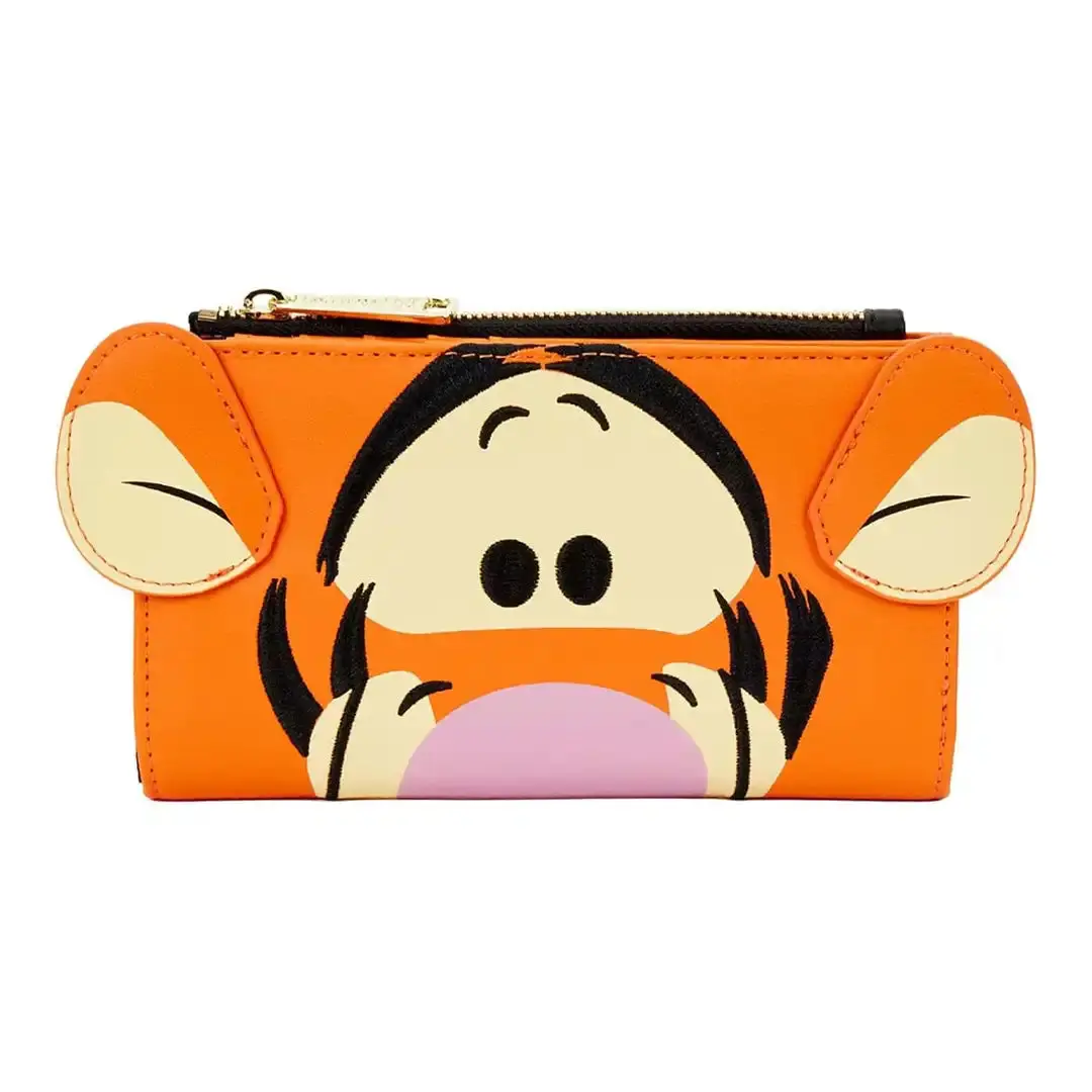Women's Faux Leather Bifold Wallet - Loungefly Disney Winnie the Pooh 100 Acre Wood Tigger Embroidery, Cosplay Look, Flap Closure Artificial Women's Wallet, Artificial Faux Women's Wallets