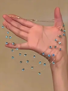 Elegant Multi-Layer Crystal Necklace for Women, Trendy Necklace, Fashionable Tassel Design, Perfect for Parties and Evening Events, Unique Style Jewelry