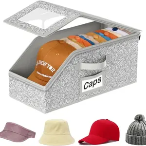 Stackable Hat Storage Boxes for Baseball Caps,Holds Up to 24 Hats,Durable Cardboard Box for Men,Classic Style,Stackable Hat Storage Boxes For Closet,Bedroom,Bathroom,Garage,Multi-Purpose Organizer For Hats,Gloves,Scarves & Accessories