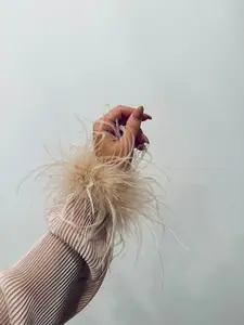 Champagne Detachable Feather Cuffs (Set of 2)