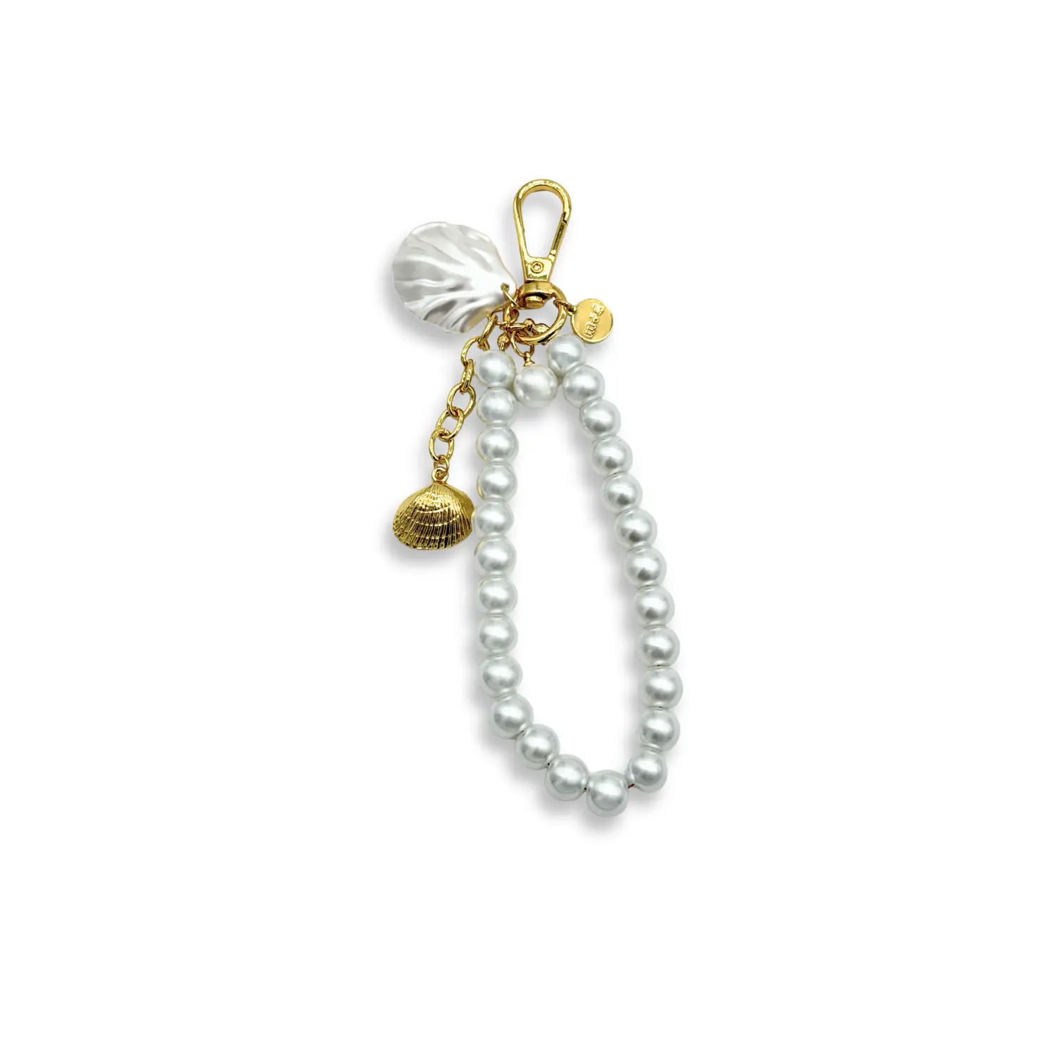 Coastal Pearl Bag Charm - Keys or Wristlet Accessory with Secure Clasp Hold, Bag Charm Styling, Carrier Attachment & Metal Keychain Twillies, Luggage Decoration, Carrier Attachment Charms & Twillies