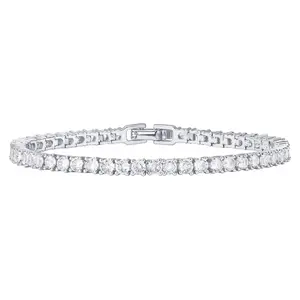 Sliver Plated 4mm Cubic Zirconia Classic Tennis Bracelet | Men Bracelets for Women | Size 8 Inch