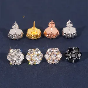 [ICE HUE] 18K Gold Vacuum Plated S925 with 5A+ Sri Lanka Moissanite Earrings, Hip Hop Style, Classic 15mm Stud Earrings for Men and Women, Luxury Daily Wear, Gift Idea