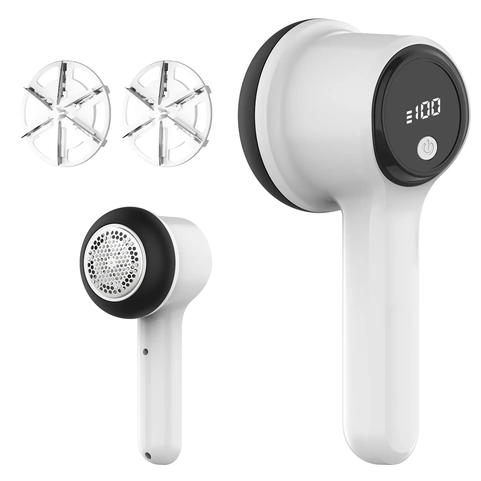 Electric Fabric Shaver, Rechargeable Fabric Shaver with 2 Replaceable Stainless Stell 6-Leaf Blades, 3-Speed Portable Lint Remover, LED Digital Displa