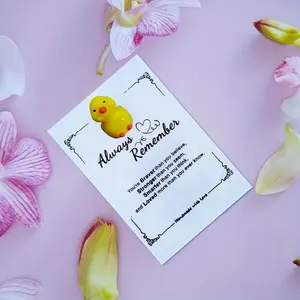 Cute Mini Resin Duck Figurine, Funny Positive Gift Card, Small Gift Item for Weddings & Parties, Bulk Pack of 1-100 Pieces