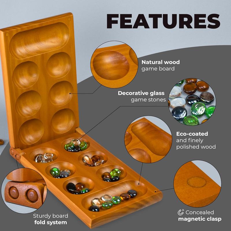 Mancala Board Game with Magnetic Lock