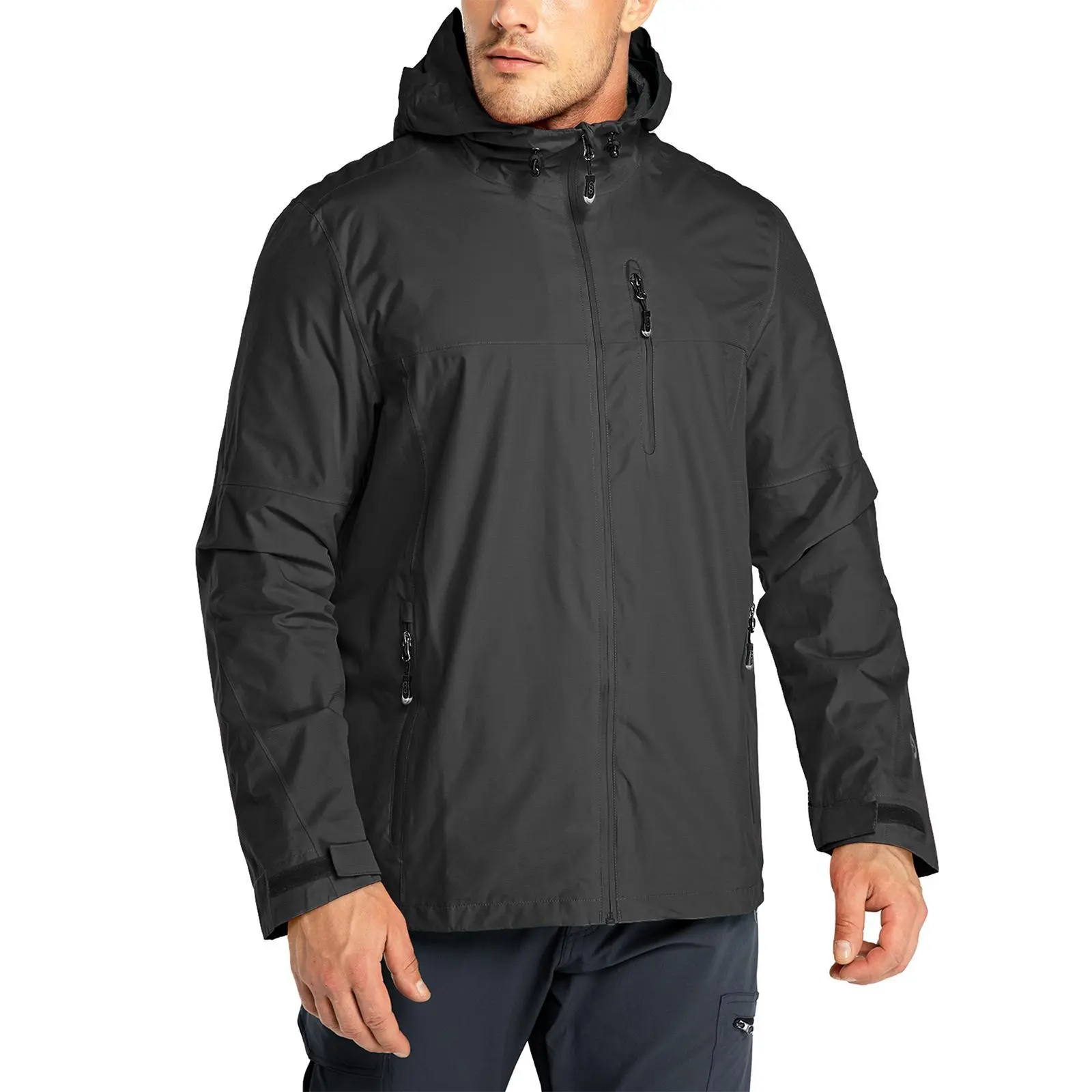 33,000ft Men's Rain Jacket Waterproof Cycling Running Packable Raincoat with Hood Lightweight Windbreaker with Mesh Lining