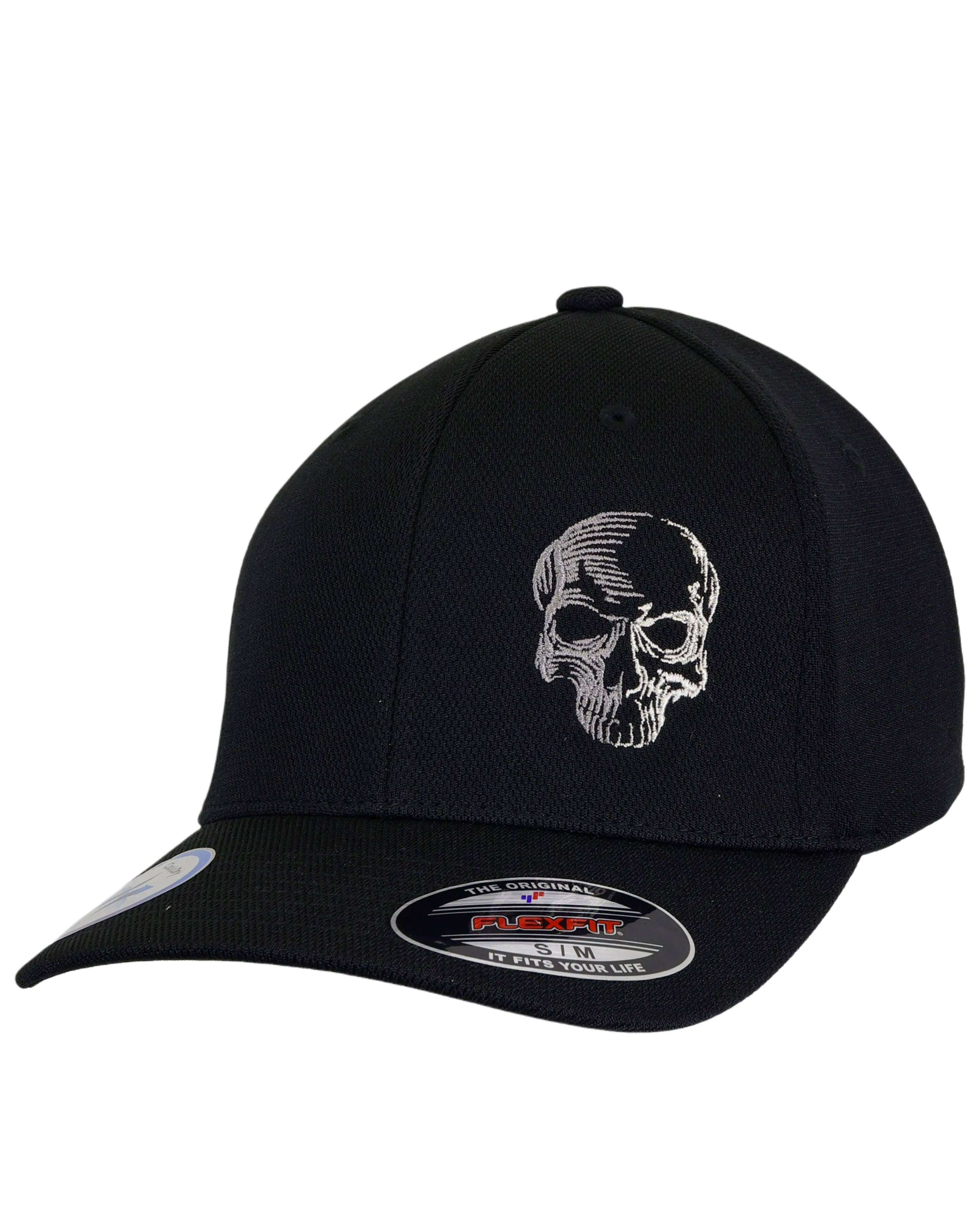 CLOSEOUT Medium Two-Tone Skull - Black "Never Fade" Fitted Cap