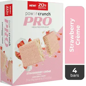 Power Crunch PRO High DH Hydrolyzed Whey protein bar, Strawberry Cream, 8.2 oz, 4 count