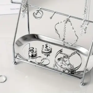 1PC Nordic style iron jewelry display stand with tray.