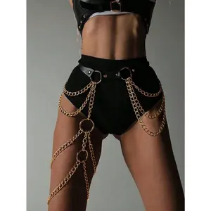 Women's 1pc Chain Harness Belt For Women Underwear Accessories,Goth Punk Leg Chain Strap