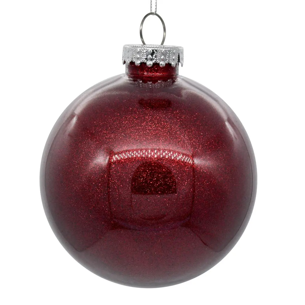 212 MAIN 6-in Glitter Burgundy Christmas Ornaments - Bag of 4, Glitter Hanging, Holiday Festive Decorations, Home Decor Ornaments