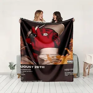 1 piece Postman Malone New Album Release Teaser themed flannel blanket - Modern design flannel sofa blanket, suitable for beds and sofas, all-season multi-purpose use, super soft and warm, digitally printed pattern, 100% polyester material, machine